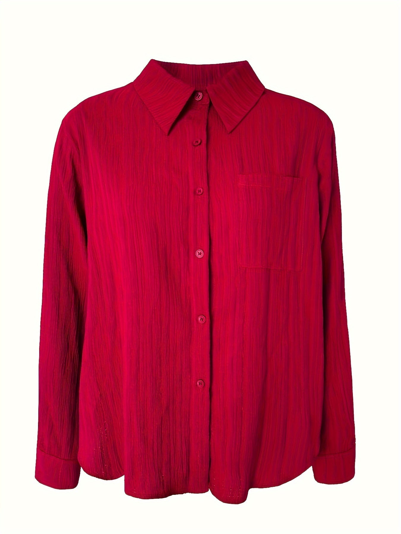  Ribbed Long Sleeve Button Up Blouse