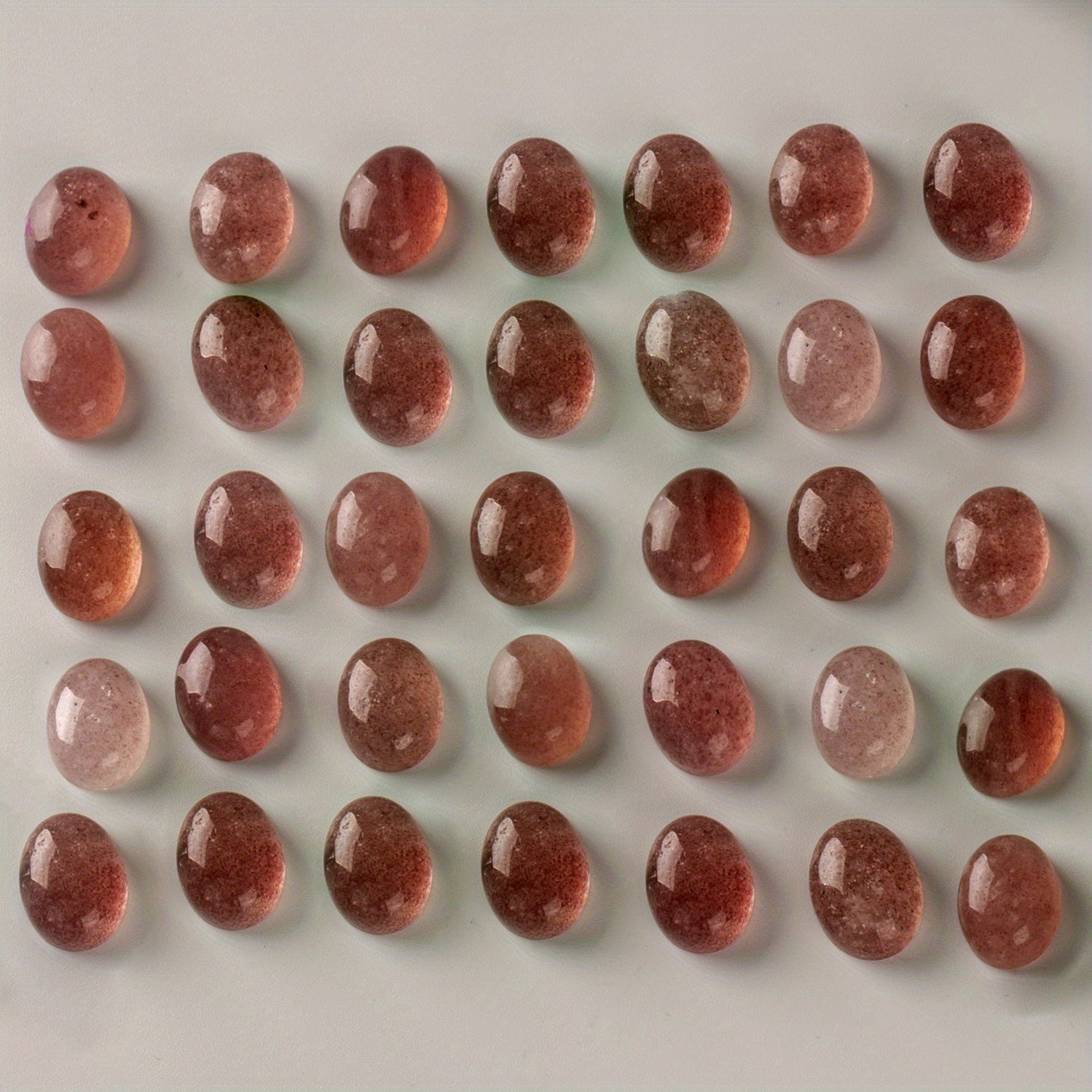 Natural Strawberry Crystal Red Green Egg Ring Bare Stone