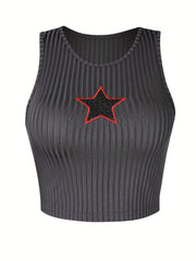 Star Pattern Crop Tank Top Sleeveless Casual Summer Women's Clothing
