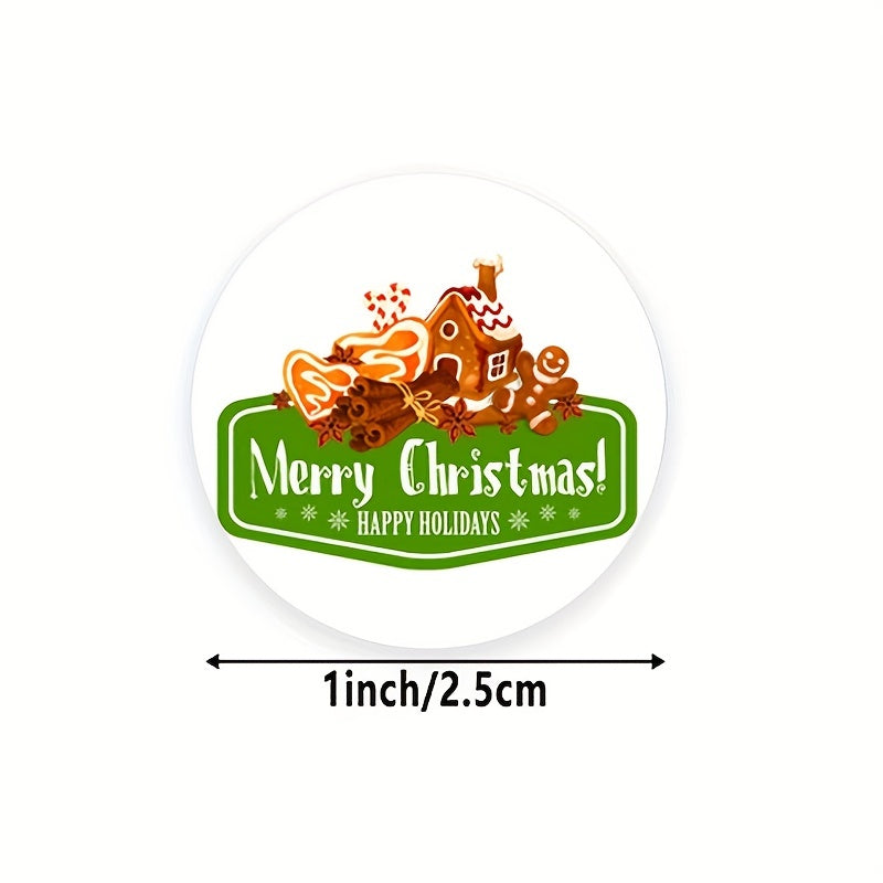 500 Stickers Merry Christmas Label Roll Self Adhesive Labels For Holiday
