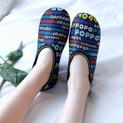 Letter & Leopard Print Low Cut Socks