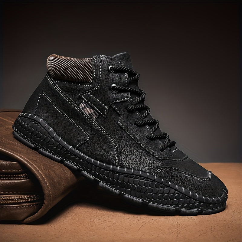 Men's Casual Stitch Solid Low Top Lace-up Boots