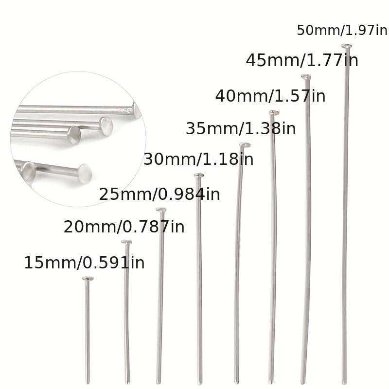 100pcs Silver/Gold/Rhodium Headpins Jewelry Findings DIY Supplies