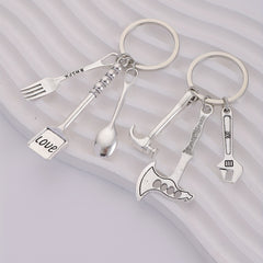 2pcs Alloy Tool Pendant Keychain For Men - Summer Casual Business Pendant