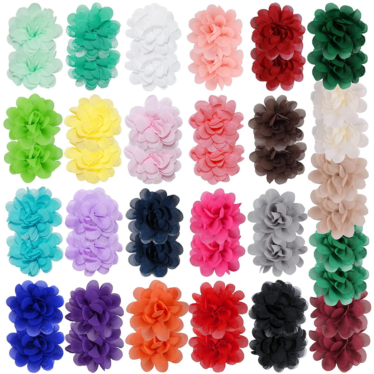 50pcs Chiffon Flower Hair Ties Ponytail Holders Hair Accessories For Girls