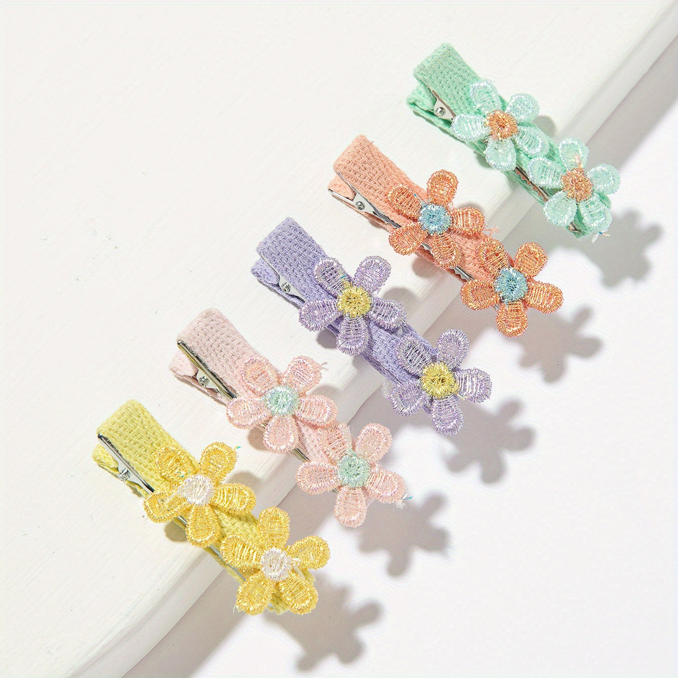 5pcs Embroidered Flower Hair Clip for Women Girls Baby Hair