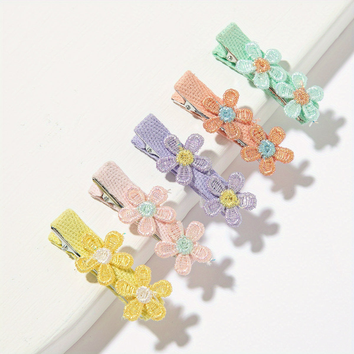 5pcs Embroidered Flower Hair Clip for Women Girls Baby Hair