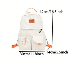 Letter Patch Decor Backpack Preppy Style School Bag