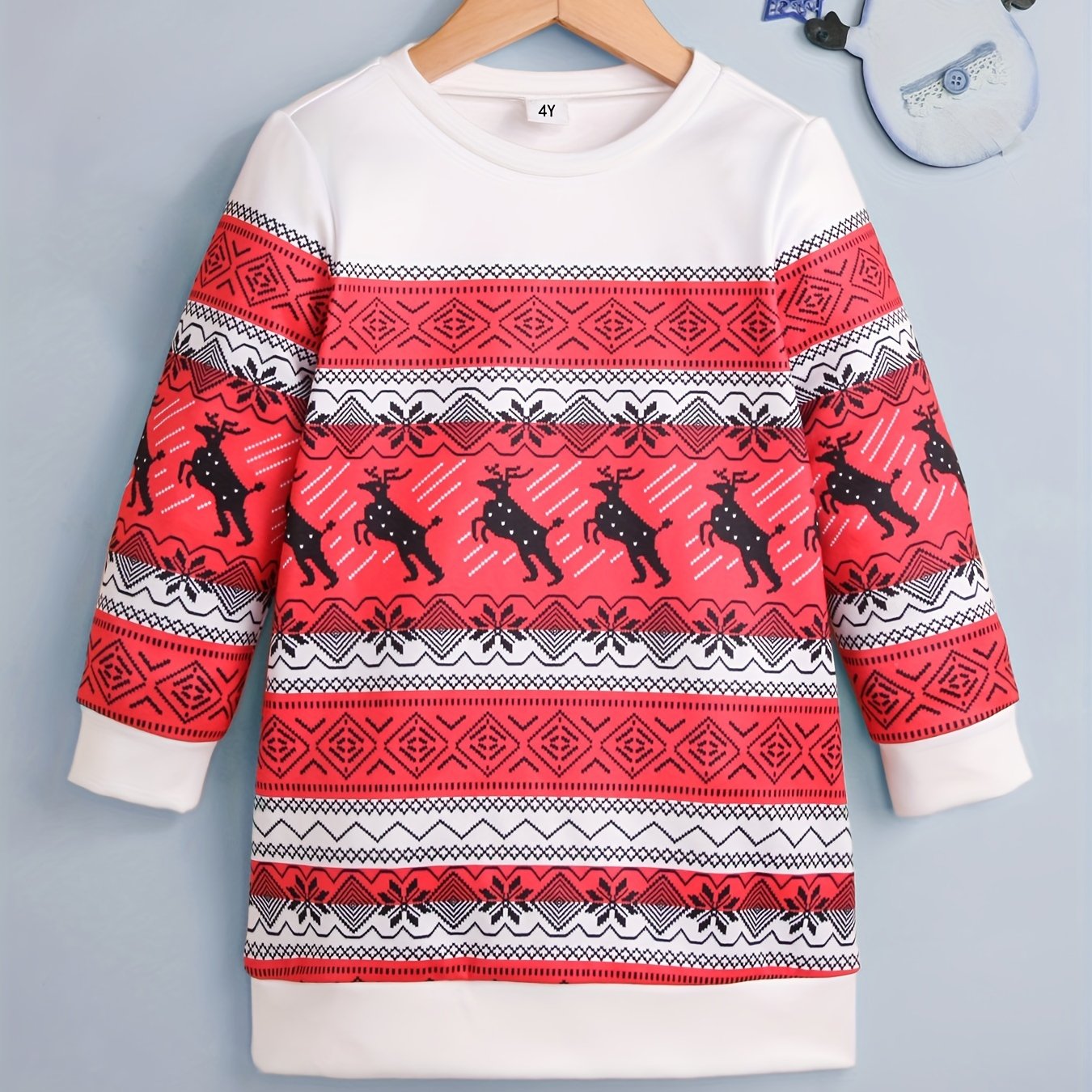 Girls' Christmas Fleece Longline Sweatshirt for Autumn & Winter