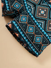 2pcs Boys Casual Set Toddlers Short Sleeve T shirt & Ethnic Geometrical Graphic