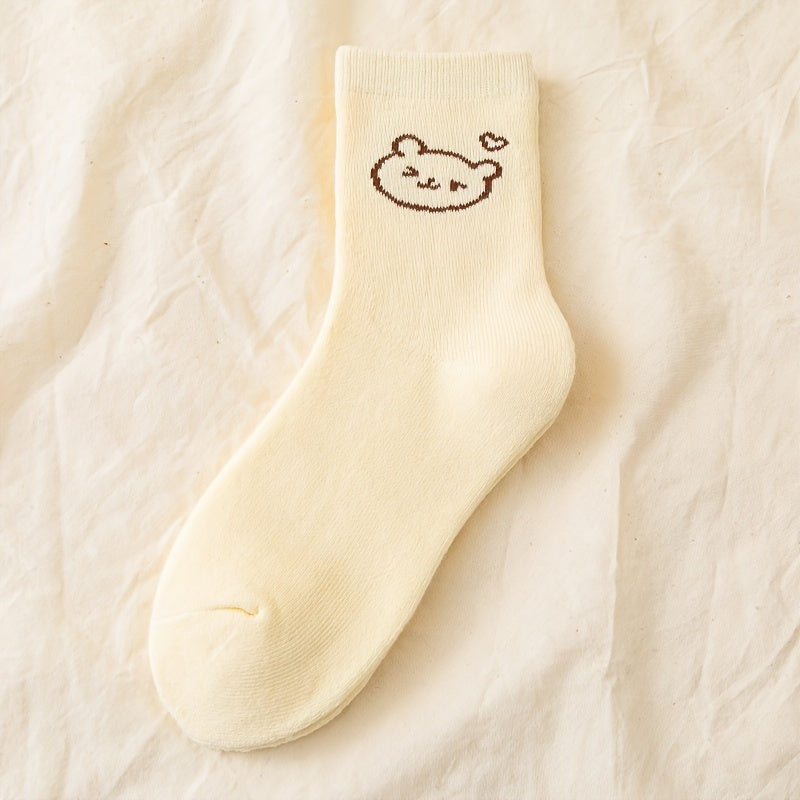 4 Pairs Cartoon Print Socks Cute & Comfy Women's Stockings