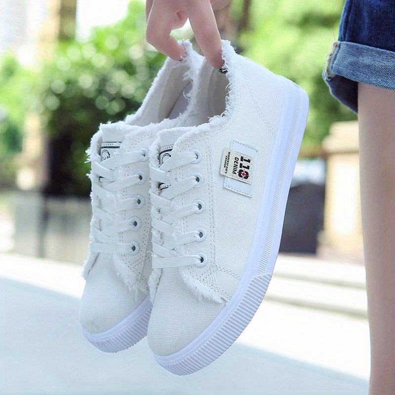 Women's Casual Canvas Lace Up Flat Shoes