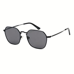 OUWEN Polarized Polygon Sunshade Mirror Unisex Full Frame Aviator Glasses Gray