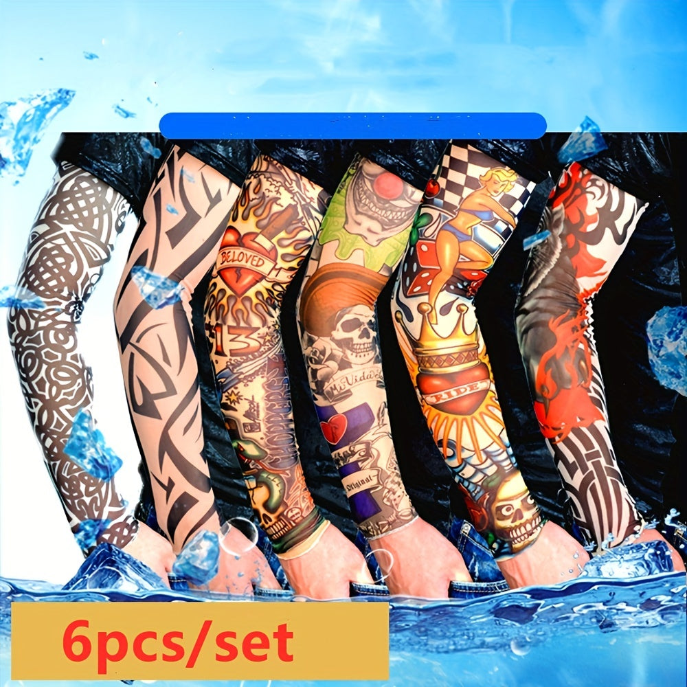 6pcs Men's Tattoo Arm Sleeve for Outdoor Sports