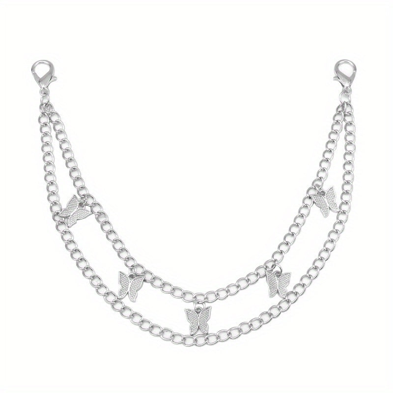 Butterfly Cross Charm Chain Layered Waist Tassel Chain Punk Accessories