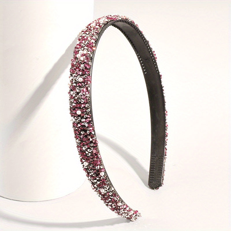 Rhinestone Pearl Headband Glitter Hair Band Women