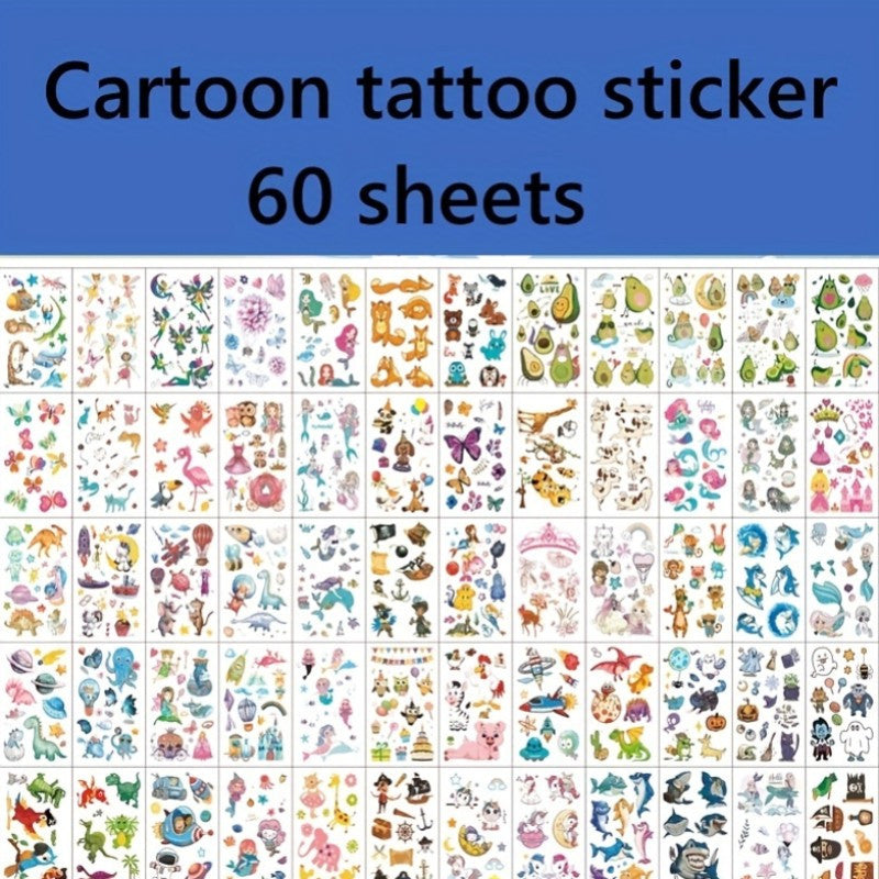 60 Cute Animal Tattoo Stickers Pack