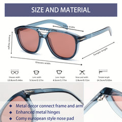 OUWEN Polarized Aviator Sunglasses Crystal Frame Dark Red Lenses