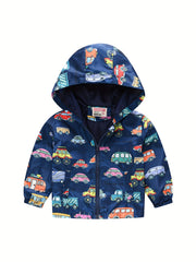 Boys Teen Car Graphic Zipper Hooded Jacket Spring Fall