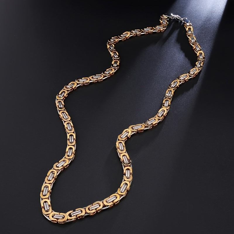 Stainless Steel Funky Flat Chain Necklace for Men