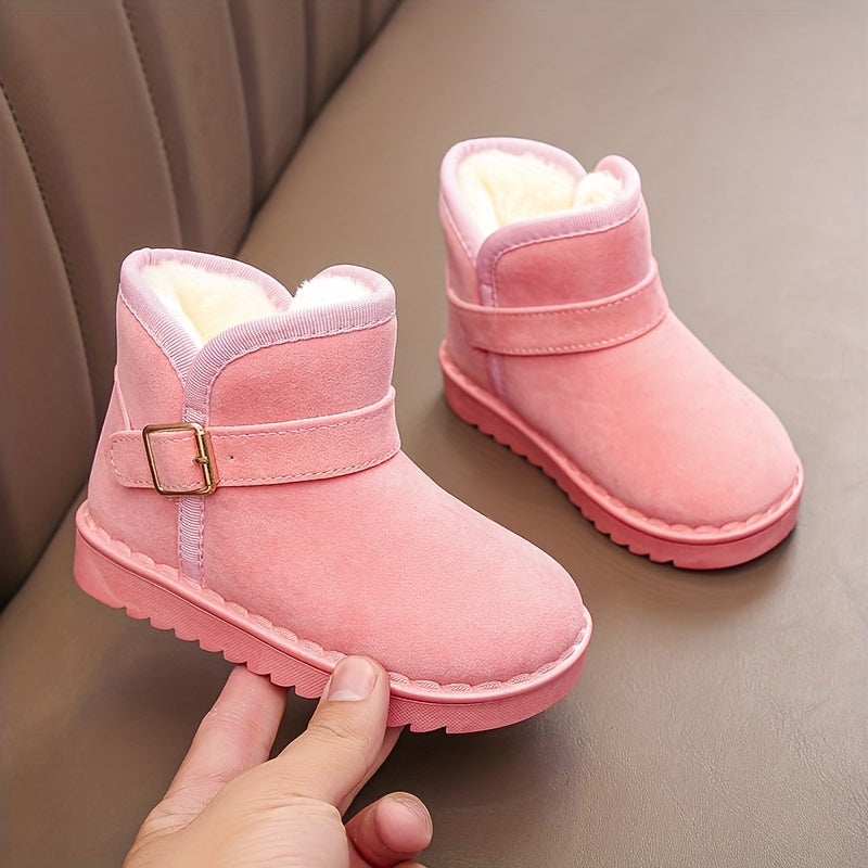 Girls' Cozy Slip-On Snow Boots with Fleece Lining