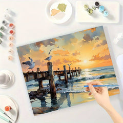 Sunset by the Pier Paint by Numbers Kit for Adults