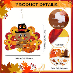 43pcs Fall Thanksgiving Turkey Pumpkin Felt Craft DIY Kit