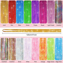 38 Cm Tinsel Hair Extension Kit - 2400 Strands - 12 Mixed Colors