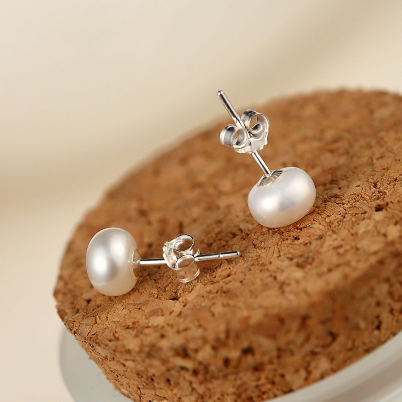 Freshwater Pearl Earrings 925 Silver Ear Studs Jewelry for Women