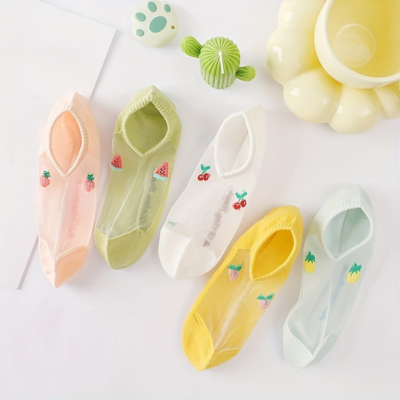 5-Pair Fruit Print Low Cut Socks Women's Stockings