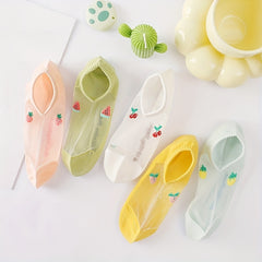 5-Pair Fruit Print Low Cut Socks Women's Stockings