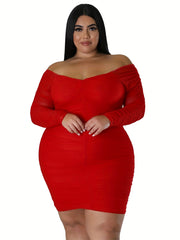  Sexy Bodycon Dress V Neck Mesh Sleeve High Rise