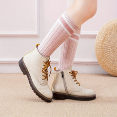 3 Pairs Striped Crew Socks Comfy & Breathable College Style Socks Women's Stocki