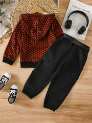 Spider Pattern Toddler Boy's 2pcs Hoodie & Sweatpants Set