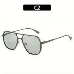 Men's Metal Polarized Polygon Sunglasses