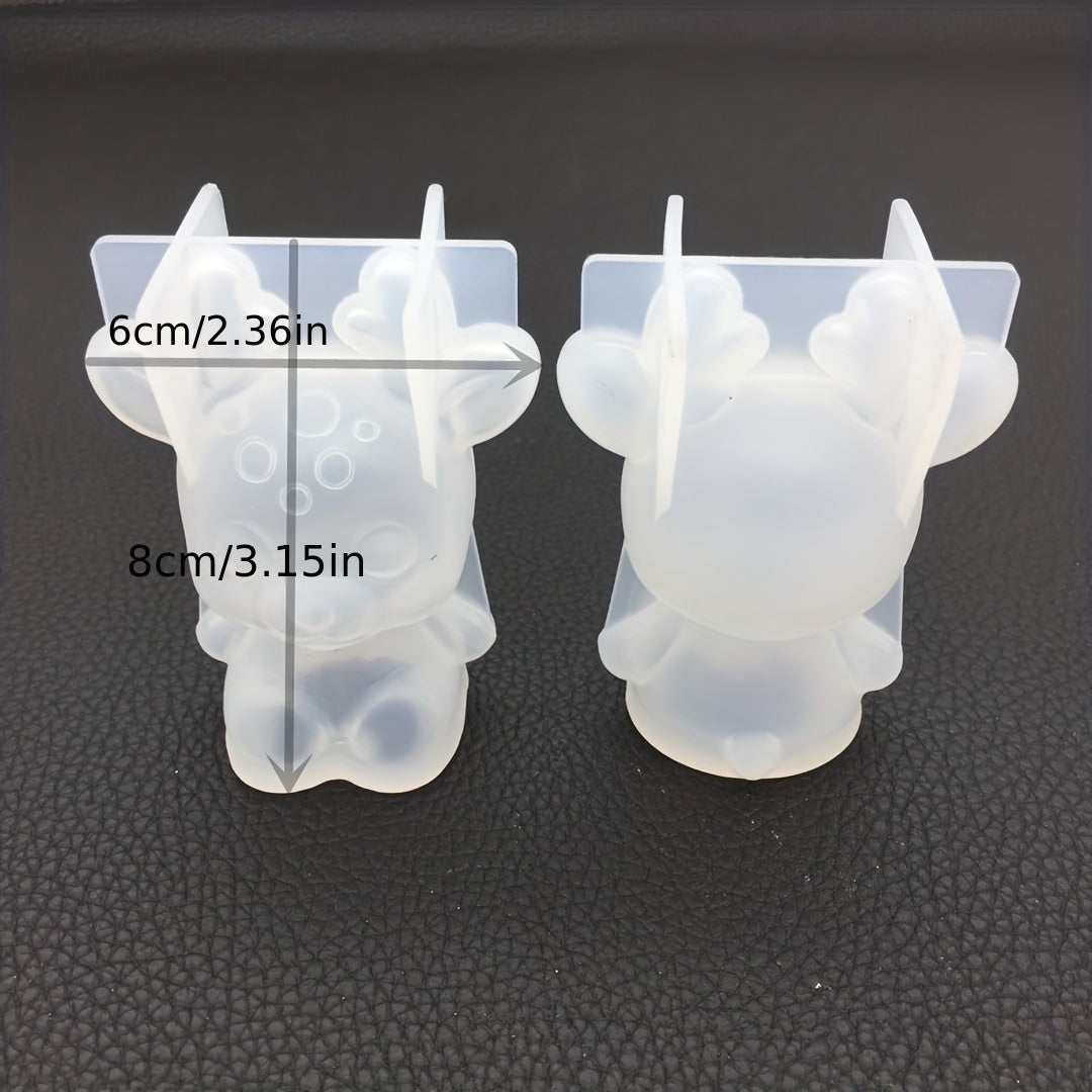 3D Mirror Christmas Deer Silicone Mold Aromatherapy Gypsum Ornament