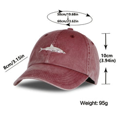 Washed Cotton Shark Snapback Baseball Cap Dad Hat