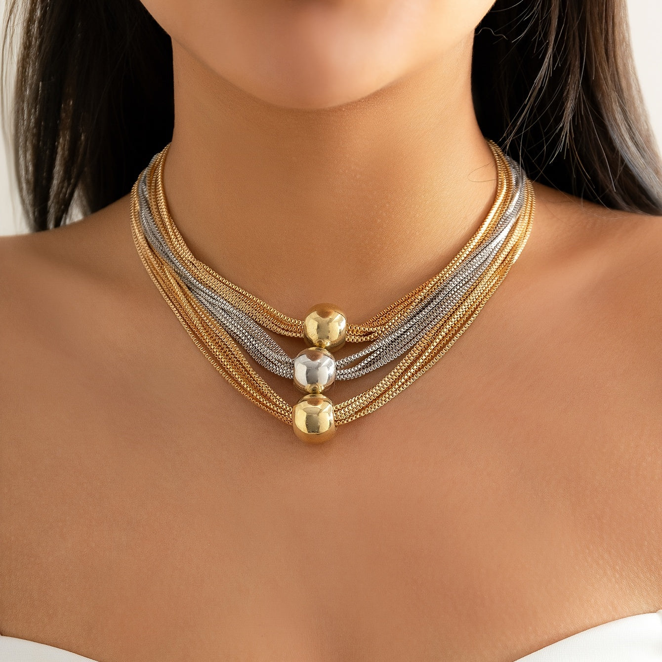 Exaggerated Layer Chain Necklace Stackable Punk Style Neck Jewelry