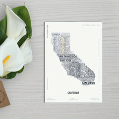 California State Letter Map Sticker Kids Room Art A5 A4
