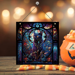 Halloween Acrylic Window Hanging Castle Cat Holiday Decorations