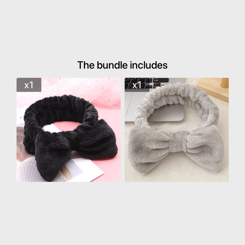 Plush Headband Wash Make up Bowknot Hair Band