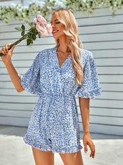 Women's Slim V Neck Jumpsuit Casual Half Sleeve
