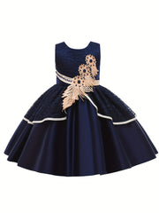 Girls Sleeveless Lace Flower Princess Dress