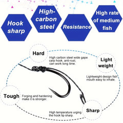 3pcs Stainless Steel Fishing Hooks Carp Rigs with Braided Line