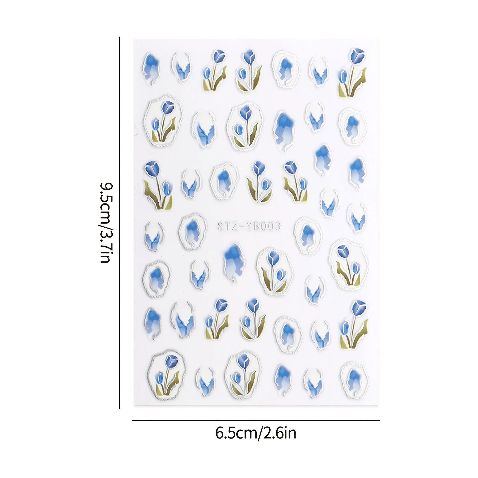 1pc DIY Nail Art Sticker Tulip Embossed Floral Adhesive Nail Sticker