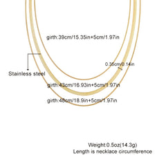 Golden 3-Layer Flat Snake Chain Necklace