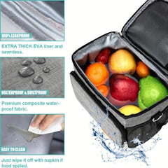 Grey Reusable Lunch Bag Leakproof Tote Freezable Box with Adjustable Strap