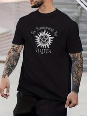 Geometric Pattern Men's Crew Neck T-shirt for Summer
