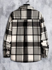 Plaid Shirt Men's Casual Button Up Long Sleeve Shirt Jacket