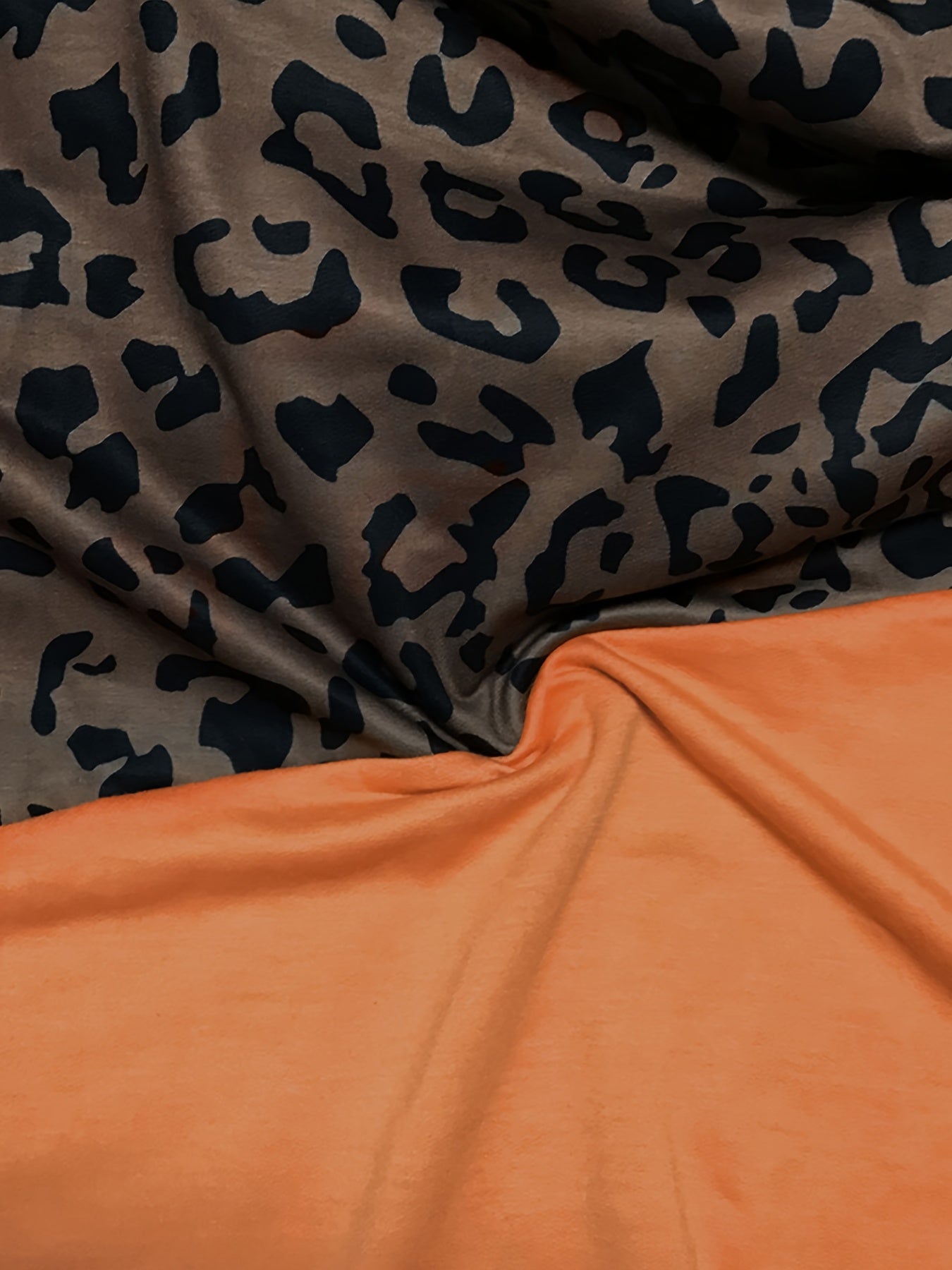  Colorblock Leopard Print Off Shoulder Tee Dress